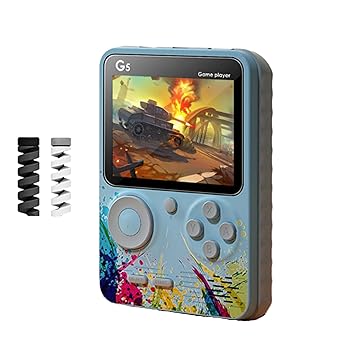 Like Star® G5 500 in 1 Retro Game Box Only for 1 Player, Handheld Classical Game PAD Can Play On TV, 500 Games Like Contra, Tank, Bomber Man Etc. (A Like Star Product) (Blue Grey)