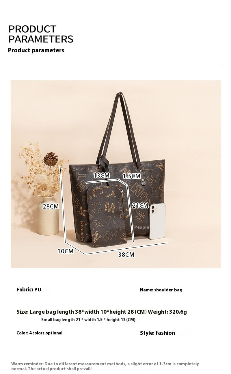 Fashion Trend Printed Shoulder Bag Retro Women's Large Capacity Two-piece Set