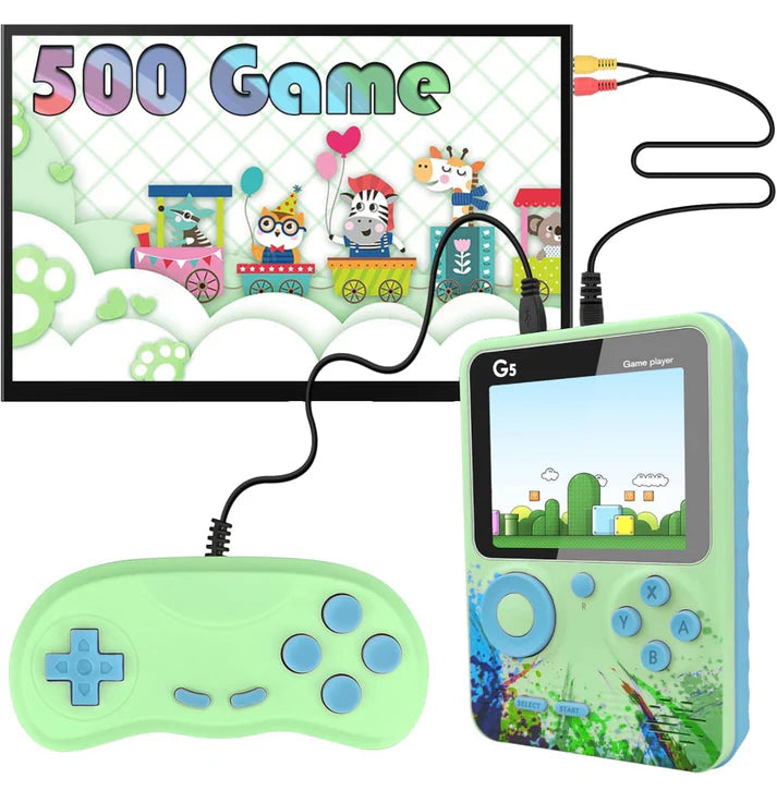 Like Star® G5 500 in 1 Retro Game Box Only for 1 Player, Handheld Classical Game PAD Can Play On TV, 500 Games Like Contra, Tank, Bomber Man Etc. (A Like Star Product) (Blue Grey)