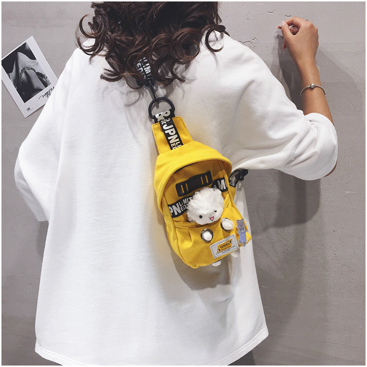 Cute Lamb Bag Women's Canvas Chest Bag Shoulder Messenger Bag