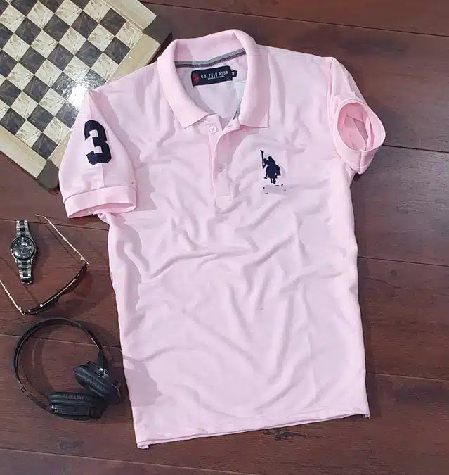 Half Sleeves Casual T-shirt for Men (Pink, M)