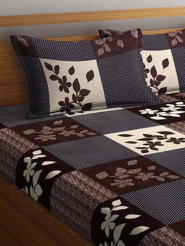 Printed Double Bedsheet with 2 Pillow Covers (Multicolor, 86x86 inches)