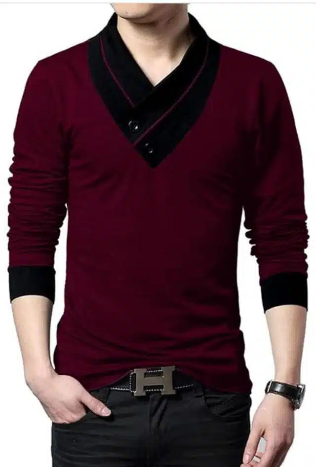 T-Shirt for Men (Maroon, L)