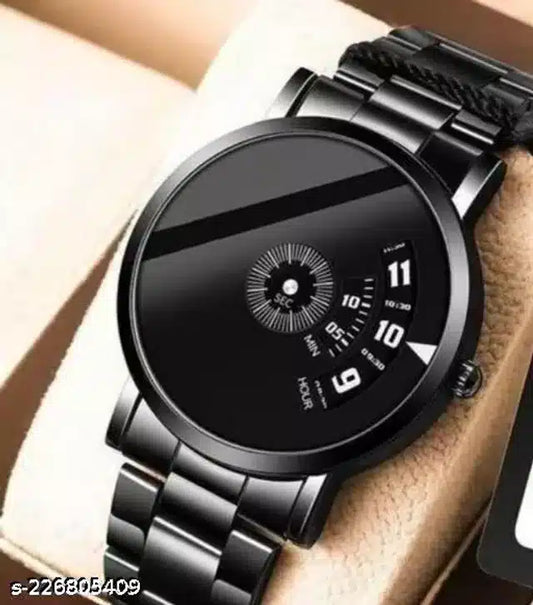 Rubber Strap Analog Watch for Men (Black)