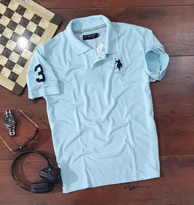 Half Sleeves Casual T-shirt for Men (Aqua Blue, M)