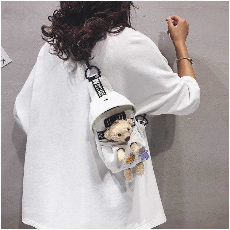 Cute Lamb Bag Women's Canvas Chest Bag Shoulder Messenger Bag